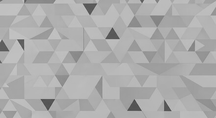 Abstract grayscale geometric pattern of overlapping triangles, varying in size and shade.