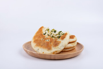 The leek pancakes on the plate