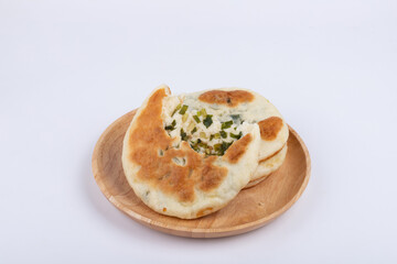 The leek pancakes on the plate