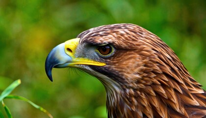 Obraz premium Majestic eagle portrait in lush greenery nature photography close-up view wildlife concept