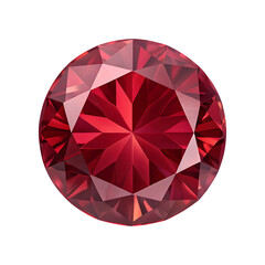Round cut vibrant red gemstone isolated on transparent background