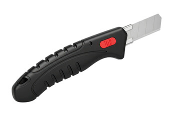 Obraz premium Retractable utility knife with black handle and silver blade