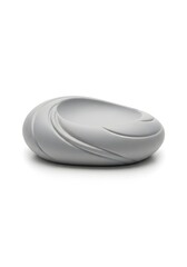 Small smooth pebble-inspired display base, organic curves, isolated on pure white background.
