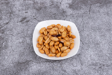 The peanuts in the plate