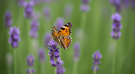 Butterfly on Lavender: A close-up shot reveals a vibrant butterfly perched on a lavender bloom, captured in stunning detail against a background of soft purple and green.