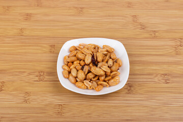 The peanuts in the plate