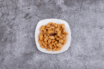 The peanuts in the plate