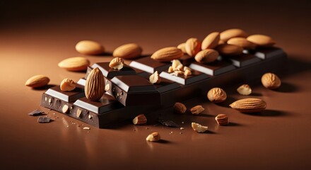 Indulgent dark chocolate bar paired with wholesome almonds a culinary delight