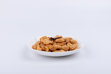 The peanuts in the plate