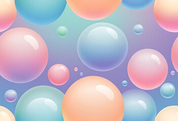 Abstract colorful 3D spheres with glossy pastel effect