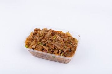 The fried rice noodles in the lunch box