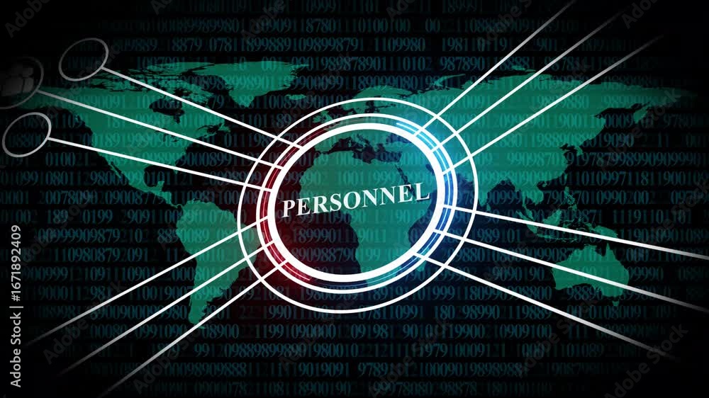Poster global personnel network with digital data overlay and world map image photo