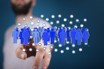 Image depicts a network of interconnected people, symbolizing global communication and collaboration.