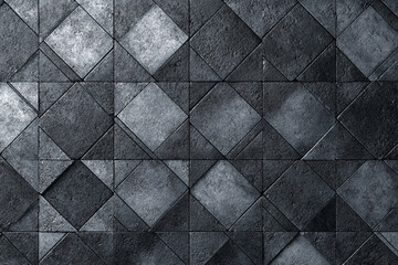Fototapeta premium Dark gray stone tile wall geometric pattern design modern architecture background