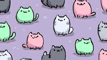 Cute cartoon cats pattern