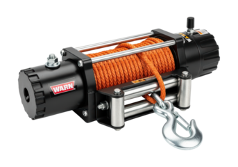 Heavy-duty electric winch with steel cable and hook for off-road recovery
