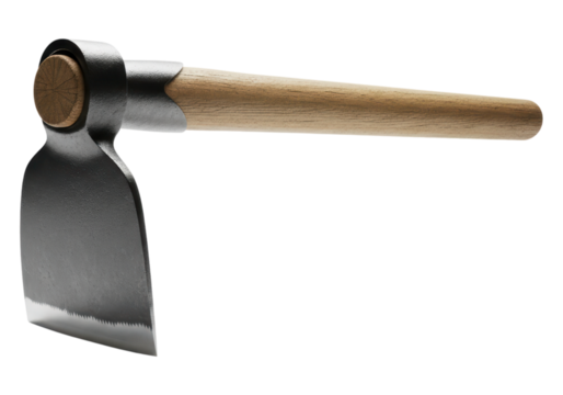 Rustic hatchet with wooden handle and black metal head