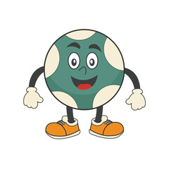 Cute cartoon illustration of a smiling ball character with arms, gloves, and shoes. Perfect for kids’ designs, mascots, sports themes, educational materials, and playful creative projects.
