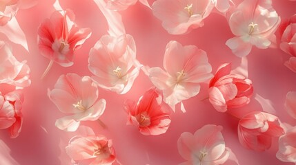 Fototapeta premium Delicate tulips creating a pastel dreamscape of coral and blush floral design