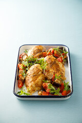 Chicken with baked vegetables