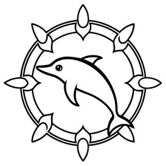 Mandala Dolphin Line Art Vector Illustration