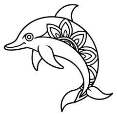 Mandala Dolphin Line Art Vector Illustration