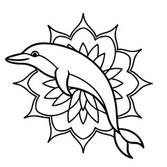 Mandala Dolphin Line Art Vector Illustration