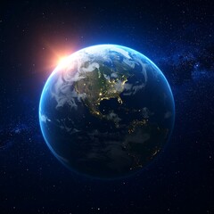 Earth rising in space