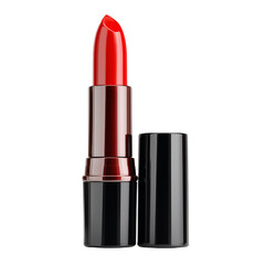 Glamorous Red Lipstick Open Tube on Black Background
