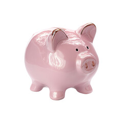 Obraz premium Shiny Pastel Pink Ceramic Piggy Bank with Rose Gold Accents