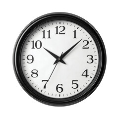 Classic Wall Clock with Numbers Isolated on Black Background