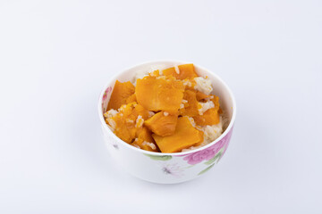 Pumpkin rice in a porcelain bowl