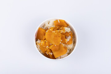 Pumpkin rice in a porcelain bowl