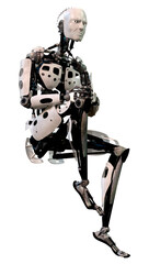 3D Rendering Male Robot on White