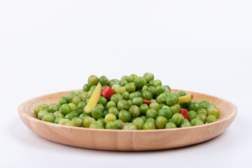 The boiled peas on the plate