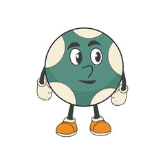 Cute cartoon illustration of a smiling ball character with arms, gloves, and shoes. Perfect for kids’ designs, mascots, sports themes, educational materials, and playful creative projects.
