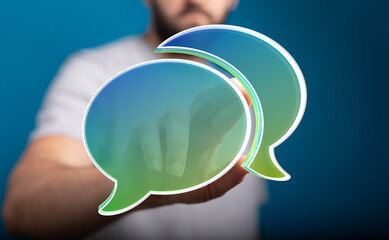 Conceptual image of communication, online chat, feedback, and social media.