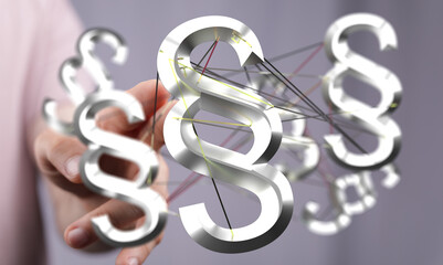 Obraz premium Abstract image of interconnected paragraph symbols, representing legal networks, collaboration, or complex regulations.