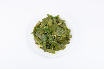 Stir-fried green beans on the plate