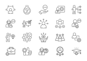Expert thin line icon set. Containing knowlwdge, advice, professional, competence, consultant
