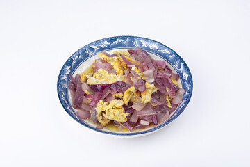 Onion and egg stir-fry on the plate