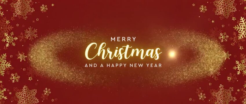 christmas greetings with snowflakes and shining text illustrated animation