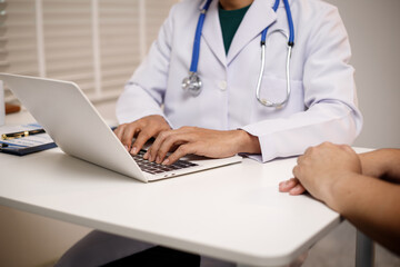 overweight Asian woman consults with a health expert in a private office, discussing wellness, lifestyle changes, and medical advice. The scene reflects guidance, support