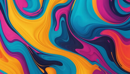 Obraz premium Vibrant liquid marble swirl abstract in orange, teal, and purple