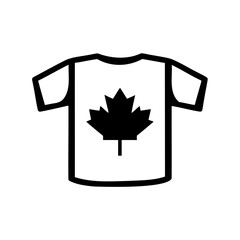 Illustration of a White TShirt Featuring a Prominent Black Maple Leaf