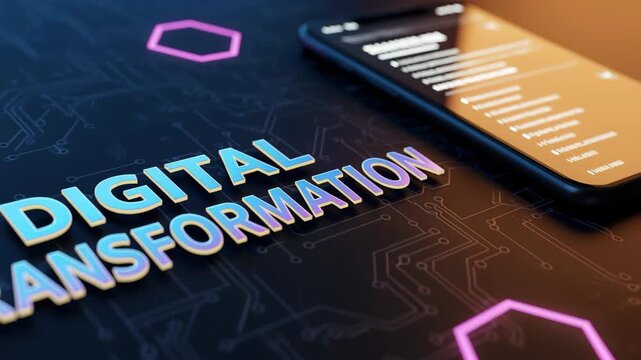 Digital Transformation: Smartphone App Interface Animation