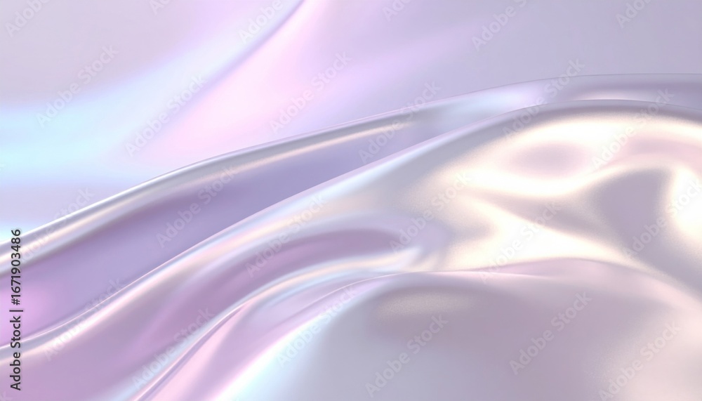 Poster iridescent lilac satin fabric with soft waves and smooth texture background