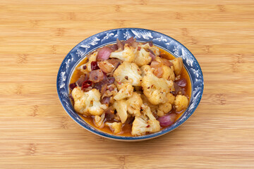 The stir-fried cauliflower with Onions on the plate