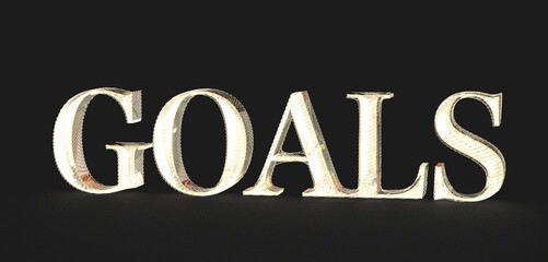 Gold 'Goals' text on black background. Ideal for business, success, and ambition themes.