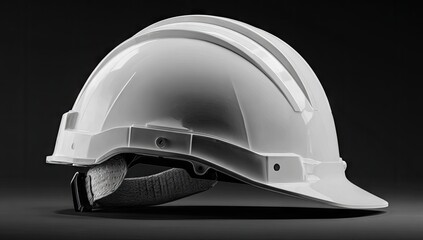 Fototapeta premium White construction helmet on black background, side view